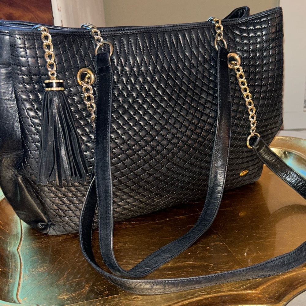 Bally Black Quilted Leather Chain Tote with Tassel | Luxe Classic